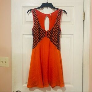 Free People Sleeveless Dress Red Orange With Pockets Woman’s Size XS